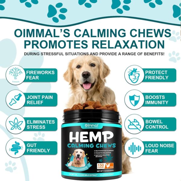 Hemp Calming Chews for Dogs 150 Count (11.6 oz), Dog Calming Chews, Helps with Dog Anxiety, Separation, Barking, Stress Relief, Melatonin for Dogs, Sleep Calming Aid, for All Breeds & Sizes - Image 3
