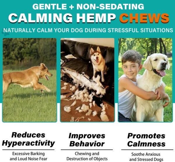 Hemp Calming Chews for Dogs 150 Count (11.6 oz), Dog Calming Chews, Helps with Dog Anxiety, Separation, Barking, Stress Relief, Melatonin for Dogs, Sleep Calming Aid, for All Breeds & Sizes - Image 5