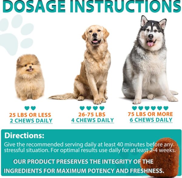 Hemp Calming Chews for Dogs 150 Count (11.6 oz), Dog Calming Chews, Helps with Dog Anxiety, Separation, Barking, Stress Relief, Melatonin for Dogs, Sleep Calming Aid, for All Breeds & Sizes - Image 7