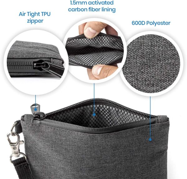 Epulse Small Smell Proof Bag, Smell Proof Pouch Container, Scent Proof Bag Storage, No Smell Odor Proof Bags Carbon Lined - Image 3