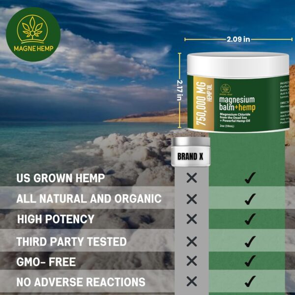Magnesium Cream for Pain + Hemp - 750,000mg Hemp Oil - Soothing Hemp Cream Provides Fast Acting Joint and Muscle Relief - All Natural Daily Support for Comfort and Wellness - Made in USA - Image 7