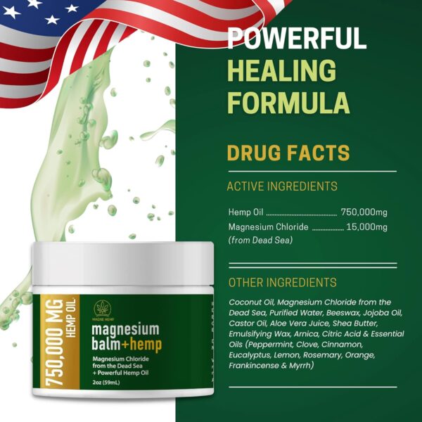 Magnesium Cream for Pain + Hemp - 750,000mg Hemp Oil - Soothing Hemp Cream Provides Fast Acting Joint and Muscle Relief - All Natural Daily Support for Comfort and Wellness - Made in USA - Image 9
