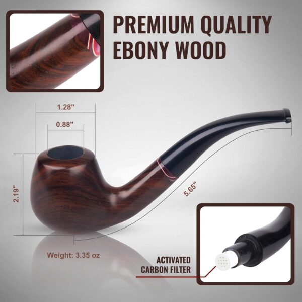 Whitluck's Tobacco Pipe, Handmade Wood Smoking Pipe, Perfect Beginner Pipe Kit for Smoking with Ultimate Guide E-Book, Gift Set and Accessories (Elegant Purple) - Image 4