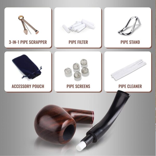 Whitluck's Tobacco Pipe, Handmade Wood Smoking Pipe, Perfect Beginner Pipe Kit for Smoking with Ultimate Guide E-Book, Gift Set and Accessories (Elegant Purple) - Image 6