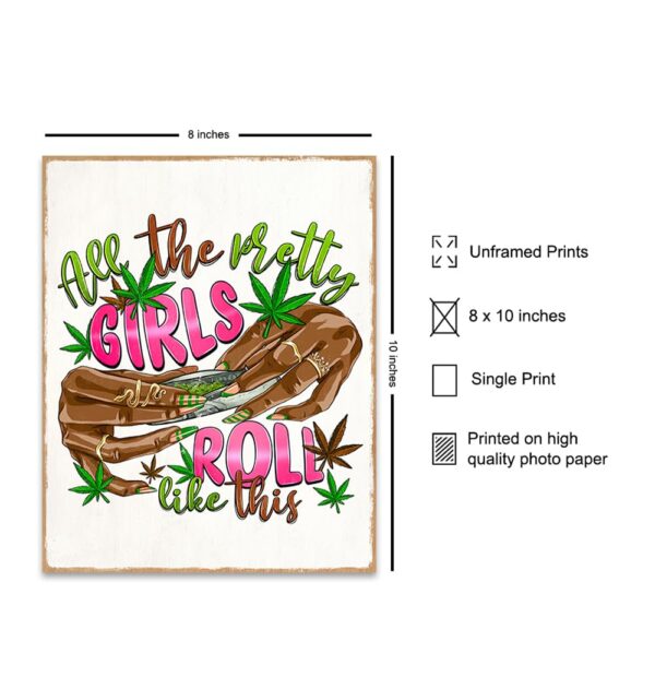 Smoking Marijuana Wall Decor for Women - Trippy Poster Stoner Room Decor, Weed Decorations for Women, Black Girl Smoking Weed, Groovy Pothead, African American - Cannabis Hippie Psychedelic Wall Art - Image 2