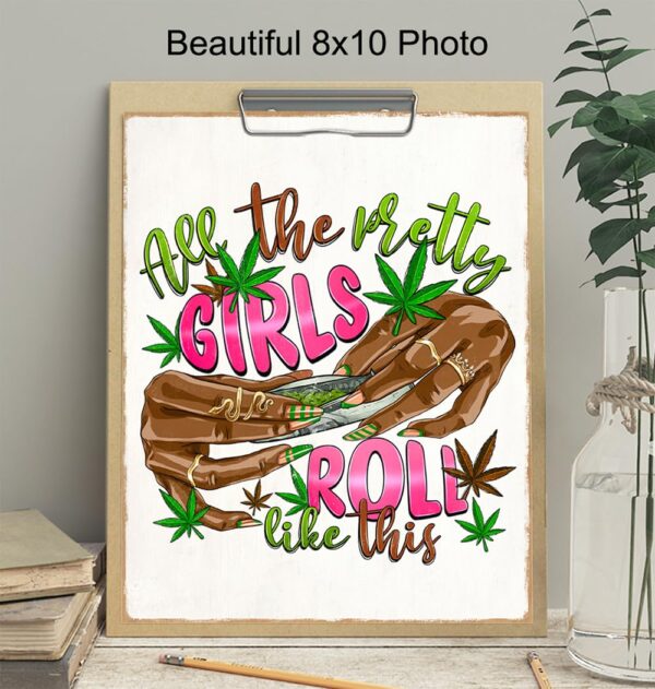 Smoking Marijuana Wall Decor for Women - Trippy Poster Stoner Room Decor, Weed Decorations for Women, Black Girl Smoking Weed, Groovy Pothead, African American - Cannabis Hippie Psychedelic Wall Art - Image 3