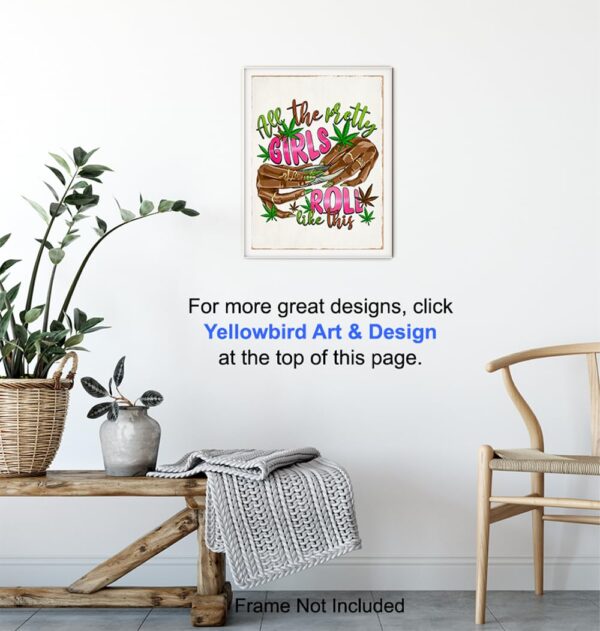 Smoking Marijuana Wall Decor for Women - Trippy Poster Stoner Room Decor, Weed Decorations for Women, Black Girl Smoking Weed, Groovy Pothead, African American - Cannabis Hippie Psychedelic Wall Art - Image 5