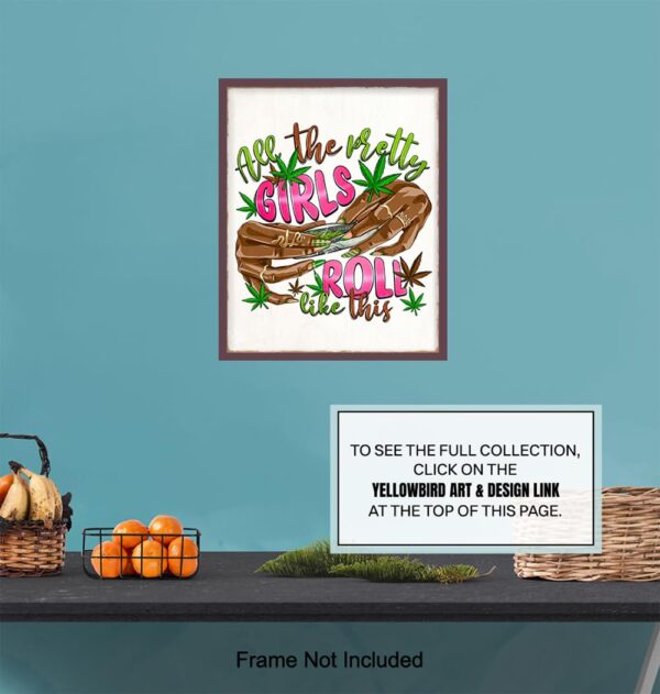 Smoking Marijuana Wall Decor for Women - Trippy Poster Stoner Room Decor, Weed Decorations for Women, Black Girl Smoking Weed, Groovy Pothead, African American - Cannabis Hippie Psychedelic Wall Art - Image 6