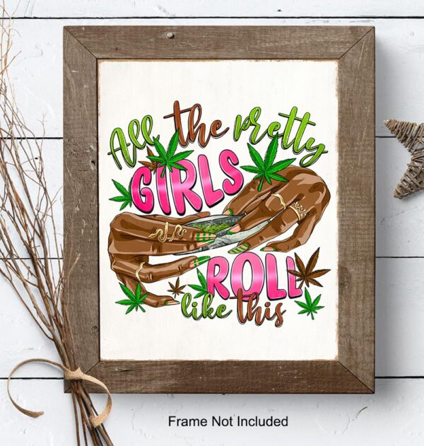 Smoking Marijuana Wall Decor for Women - Trippy Poster Stoner Room Decor, Weed Decorations for Women, Black Girl Smoking Weed, Groovy Pothead, African American - Cannabis Hippie Psychedelic Wall Art - Image 7
