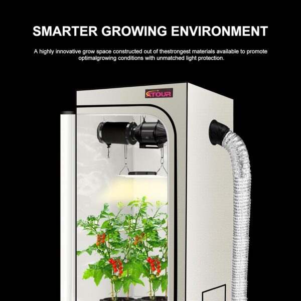 ATOUR LED Grow Light Specil Tent, 32"x32"x63'' High Reflective PE Film Grow Tent, 1680D High Strength Canvas Plant Tent with Observation Window & Floor Tray for Hydroponics Indoor Plant - Image 6