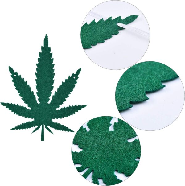2 Pieces Pot Leaves Felt Banners Pot Leaf Weed Shaped Banners Green Weed Leaves Banner Decorations for Party Home Supplies - Image 3