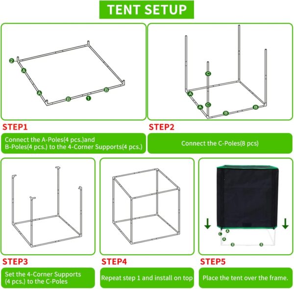 Small Grow Tent for Aerogarden Hydroponics Growing System Indoor 20"x14"x22"High Reflective Mylar Leak-Proof of Light 600D Oxford Fabric for Indoor Plant - Image 6