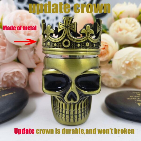 2023 Update All Metal Skull Grinder Crusher 1.8 Inch (Bronze Grass) - Image 3