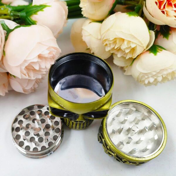 2023 Update All Metal Skull Grinder Crusher 1.8 Inch (Bronze Grass) - Image 5
