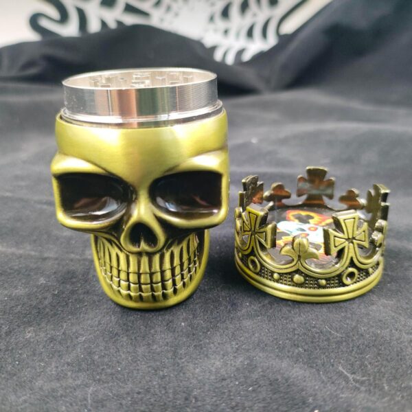 2023 Update All Metal Skull Grinder Crusher 1.8 Inch (Bronze Grass) - Image 6