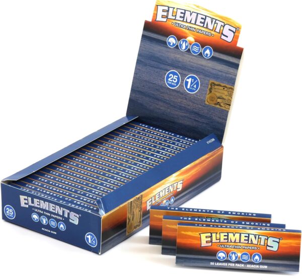 Elements 1.25 1 1/4 Size Ultra Thin Rice Rolling Paper Full Box Of 25 - Image 2