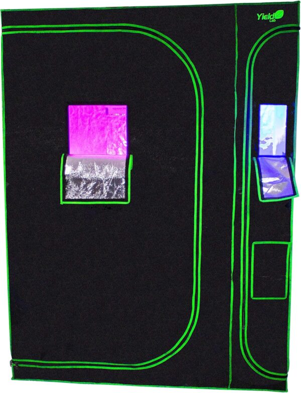 60" x 48" x 80" 2 in 1 Grow Tent Kit with Viewing Windows & Flood Trays – Dual Hydroponic Grow Tents - Smell Proof Grow Tent - for Indoor Growing - Image 2