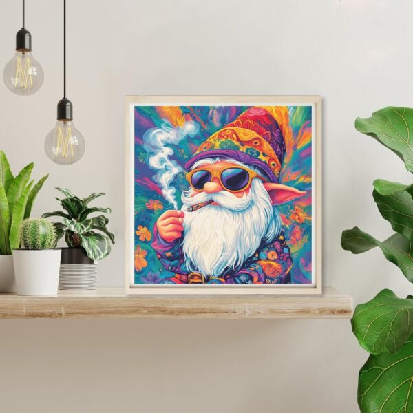 KEYIFA 5D Diamond Painting Smoking Gnome Diamond Art Kits for Adults, Round Full Drill Gnome Diamond Painting Kit for Beginner, DIY Gems Art Craft for Home Wall Decor 12x12 inch - Image 3