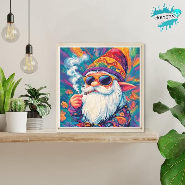 KEYIFA 5D Diamond Painting Smoking Gnome Diamond Art Kits for Adults, Round Full Drill Gnome Diamond Painting Kit for Beginner, DIY Gems Art Craft for Home Wall Decor 12x12 inch - Image 4