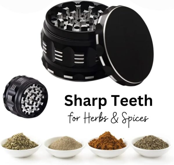 3 Inch herb grinder / 3 layer spice grinder - portable size allows for you to easily grind your herbs at home or on the go. Black Grinder is Aluminum Alloy (Black, 3 Inches) (NO Screen Catcher) - Image 8