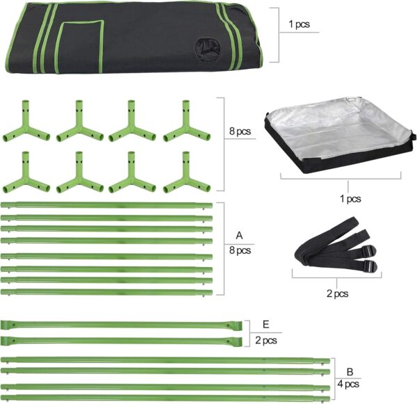 Grow Tent with Observation Window and Floor Tray, Mylar Membrane Hydroponics Reflective Opaque Lightproof Home Grow Room, Plant Growing, Black, 24 "x 24 "x 36" - Image 5