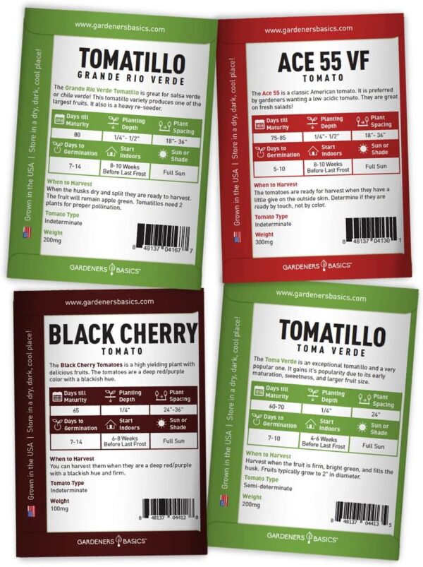 Gardeners Basics, Tomato Seeds for Planting 16 Variety Pack Heirloom Tomato Seeds, Tiny Tim, Cherry Tomato Seeds, Beefsteak Seeds, Roma Tomato Seeds, Determinate and Indeterminate and More, Non GMO - Image 4