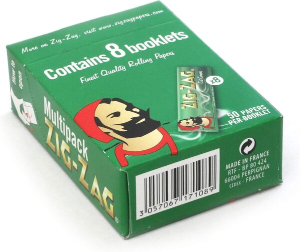 ZIG-ZAG, 8 booklets x Green Cut Corners Regular Size 70mm Multipack of Papers - Image 3