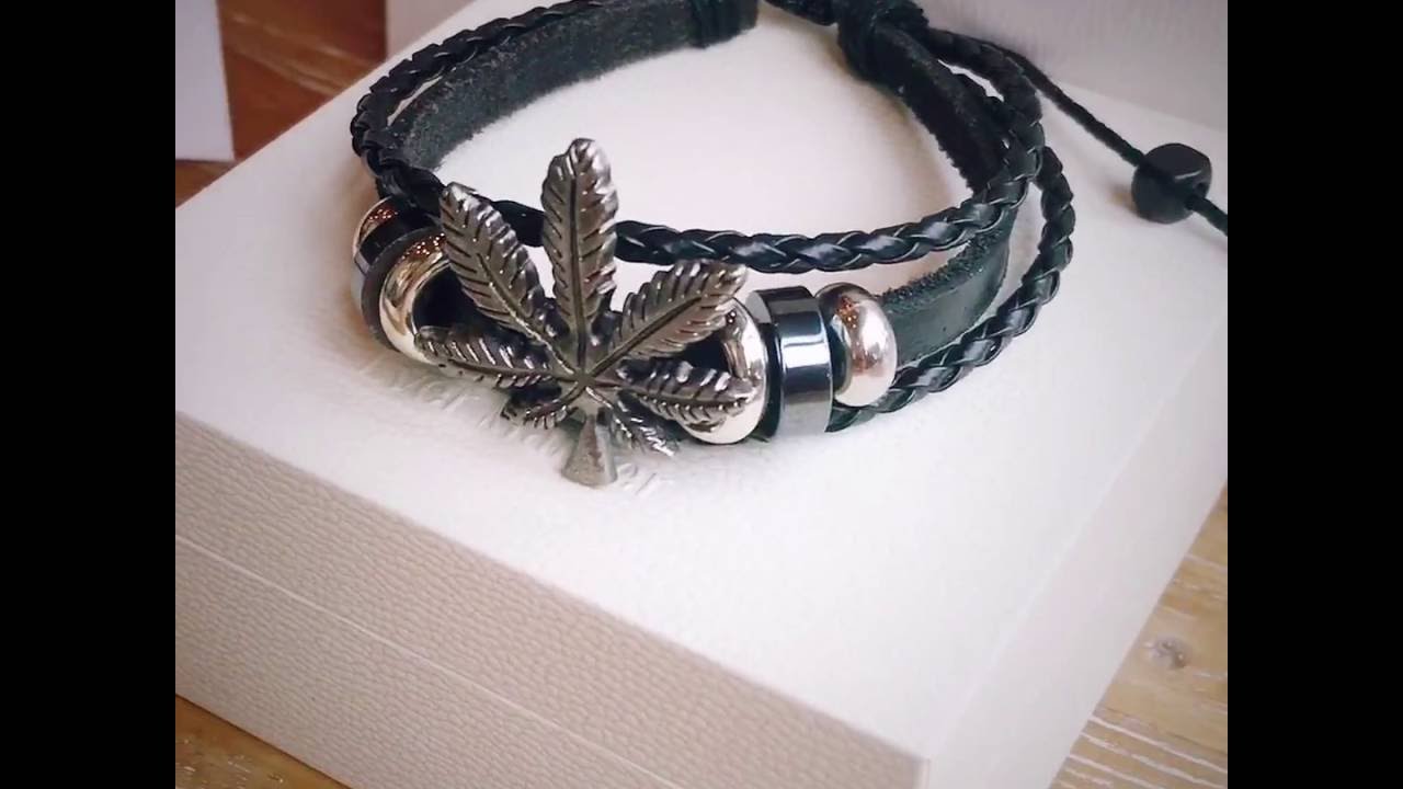 IMG 3106 marijuana-leaf-leather-weave-men-bracelets
