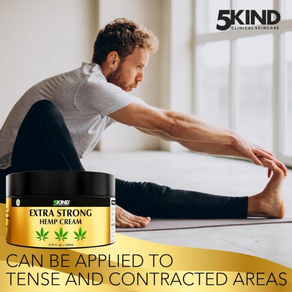 5kind Extra Strong Hemp Cream 6.76 fl oz- Hemp Cream Maximum Strength - Natural Soothing Relief Joint Cream - Muscle Rub for Lower Back, Joints, Neck, Knees & Shoulders - Maximum Strength Hemp Cream - Image 5