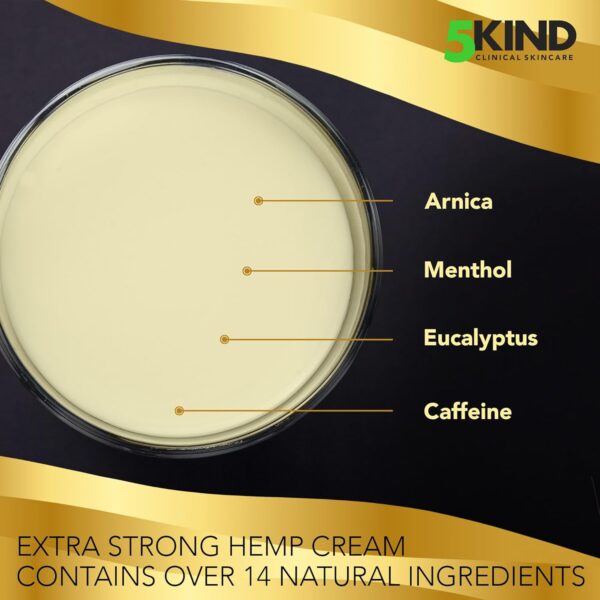5kind Extra Strong Hemp Cream 6.76 fl oz- Hemp Cream Maximum Strength - Natural Soothing Relief Joint Cream - Muscle Rub for Lower Back, Joints, Neck, Knees & Shoulders - Maximum Strength Hemp Cream - Image 7