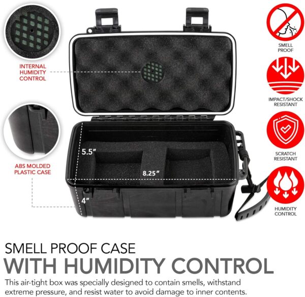 Smell Proof Tobacco Storage Box - ABS Plastic Odor Resistant Container with Easy Grip Handle Portable Case Padded Lock 3 Digit Combination Black - Image 3
