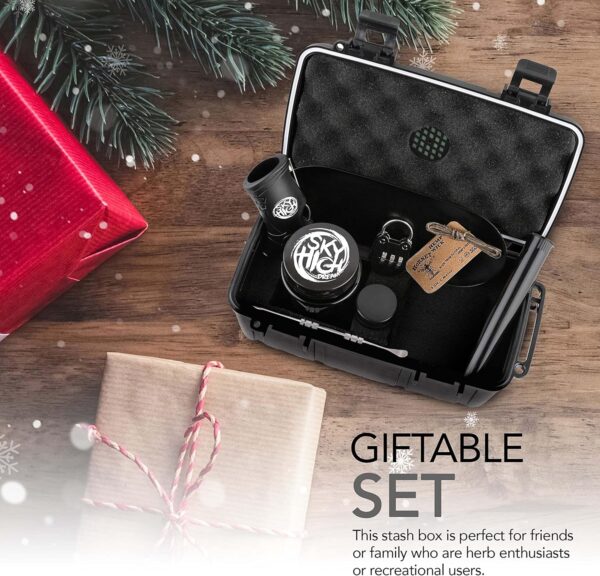 Smell Proof Tobacco Storage Box - ABS Plastic Odor Resistant Container with Easy Grip Handle Portable Case Padded Lock 3 Digit Combination Black - Image 6