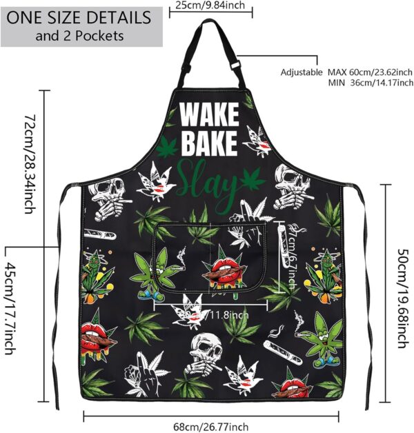 MBMSO Weed Chef Apron Weed Lovers Gifts Funny Pot Smoker Gifts Weed Stoner Apron Wake Bake Slay Kitchen Apron Marijuana Gift - Image 2