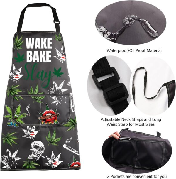 MBMSO Weed Chef Apron Weed Lovers Gifts Funny Pot Smoker Gifts Weed Stoner Apron Wake Bake Slay Kitchen Apron Marijuana Gift - Image 5