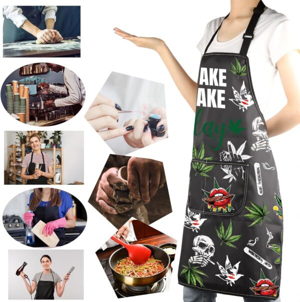 MBMSO Weed Chef Apron Weed Lovers Gifts Funny Pot Smoker Gifts Weed Stoner Apron Wake Bake Slay Kitchen Apron Marijuana Gift - Image 6