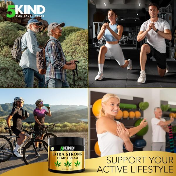5kind Extra Strong Hemp Cream 10.1 fl oz - Maximum Strength - Natural Soothing Relief Joint Cream - Muscle Rub for Lower Back, Joints, Neck, Knees & Shoulders - Image 6