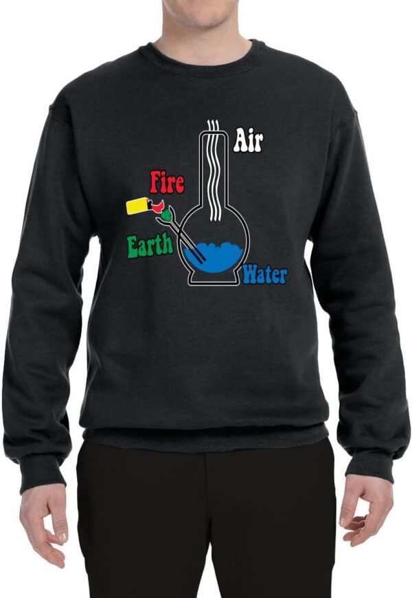 Wild Bobby Marijuana Bong Elements Air Water Fire Funny Weed Unisex Crewneck Sweatshirt - Image 3