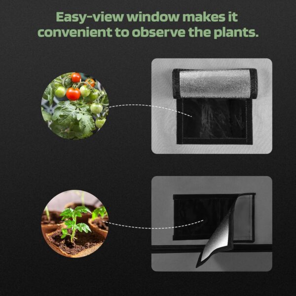 RichYa 4x2 Grow Tent Highest Density Diamond Reflective Mylar Oxford Fabric with Double Transparent Observation Window Extra Hanging Bars High CFM Kit & Floor Tray for Hydroponic Indoor Plant Growing - Image 3