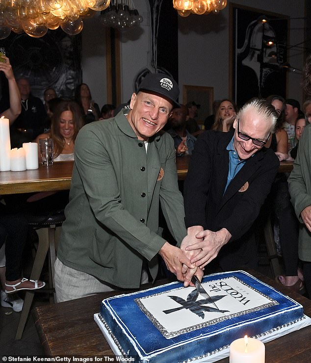 The Woods, a 21+ cannabis consumption lounge in West Hollywood co-owned by Woody Harrelson (L, pictured in 2022) and Bill Maher (R), was the latest target of a smash-and-grab burglary on Saturday at 4:30am