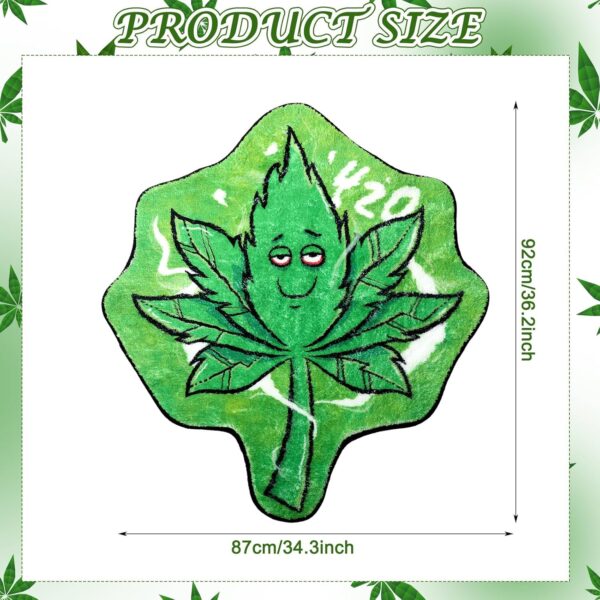 Weed Bath Rug for Bathroom, 420 Weed Party Decorations, 36x34 Inch Green Marijuana Leaf Shaped Decorative Bathroom Rug Non-Slip Plush Absorbent Doormat for Room Decor - Image 2