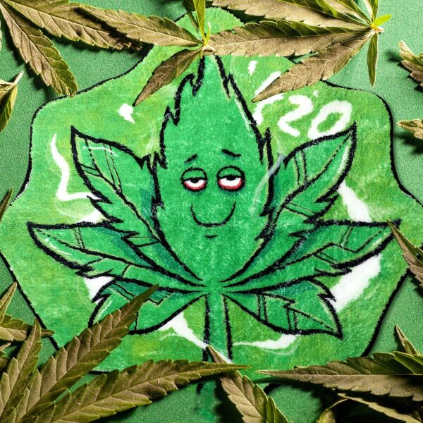 Weed Bath Rug for Bathroom, 420 Weed Party Decorations, 36x34 Inch Green Marijuana Leaf Shaped Decorative Bathroom Rug Non-Slip Plush Absorbent Doormat for Room Decor - Image 4