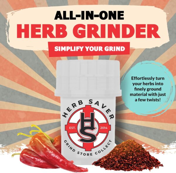 Large HerbSaver Grinder- Medical Grade Plastic Grinder with Razor Sharp Teeth, Pocket-Sized, Durable & Portable - Ideal for Grinding Herbs and Spices (Clear) - Image 2