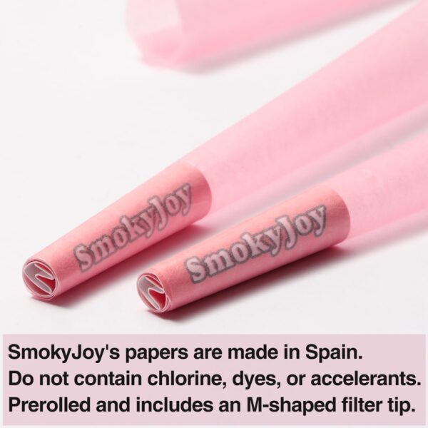 48 Pack 1 1/4 Size Cones - Pre Rolling Rolled Preroll Pre Rolls Papers Cone - Cones with Filter Tips and Packing Tubes Included, Pink - Image 2