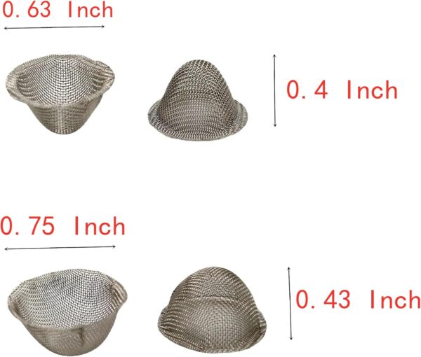 Pipe Screens 3/4 Inch 0.75 Inch 40 Pieces Adjustable Tapered Design Bowl Screens, 100% Stainless Steel Mesh - Image 3