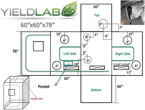 60x60x78 Reflective Indoor Grow Tent 4x4 - Mylar Grow Tent - for Indoor Grow Room - Hydroponics Growing Tent - Grow Tents - Image 3