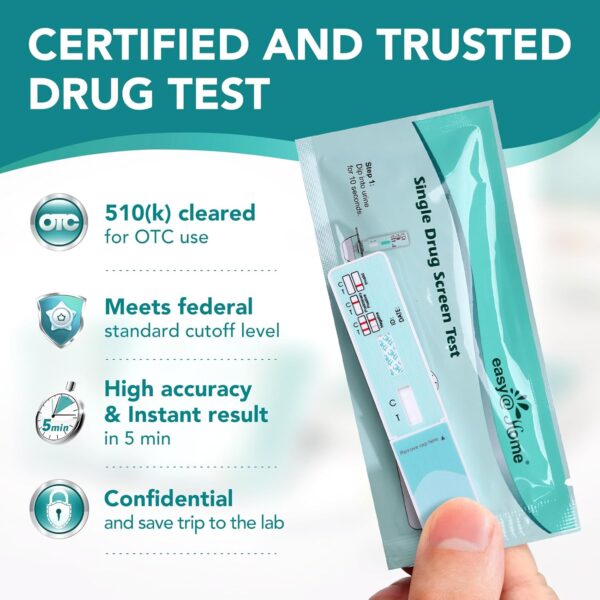 Easy@Home Single Drug Screen Test (Cannabinoids Urine Test) - THC Tests for Home THC Drug Test Urine Detox Kit Cutoff Level 50ng/mL Individually Wrapped - EDTH-114 (15 Pack) - Image 4