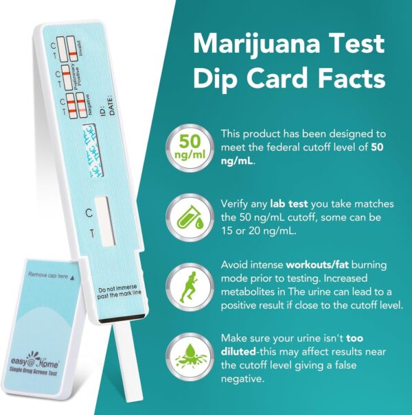 Easy@Home Single Drug Screen Test (Cannabinoids Urine Test) - THC Tests for Home THC Drug Test Urine Detox Kit Cutoff Level 50ng/mL Individually Wrapped - EDTH-114 (15 Pack) - Image 8
