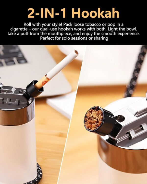 PangSing & Nan Portable Glass Hookah Set - Mini premium Handheld Glass Hookah with Hose & Travel Accessories, Easy-Clean Design for Suitable for single person use or On-the-Go Use(Black) - Image 5