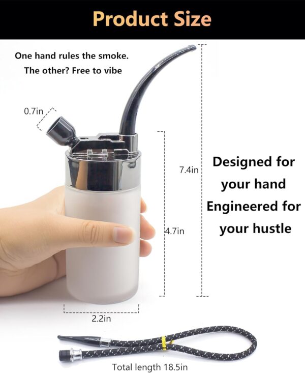 PangSing & Nan Portable Glass Hookah Set - Mini premium Handheld Glass Hookah with Hose & Travel Accessories, Easy-Clean Design for Suitable for single person use or On-the-Go Use(Black) - Image 8