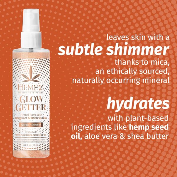 Hempz NEW Glow Getter Hydrating Body Mist, Perfume Shimmer Spray with sparkle 4.22 oz. - Image 4